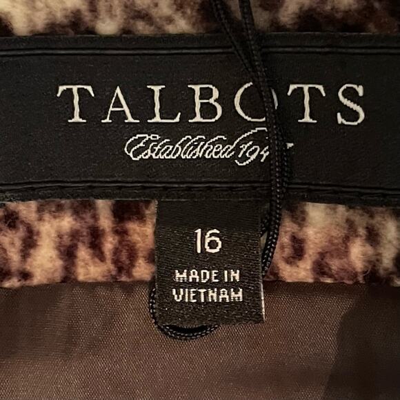 Talbots  Brown Tan Animal Print 100% Cotton Velvet Party Event Skirt NWT Size 16 - Picture 8 of 13